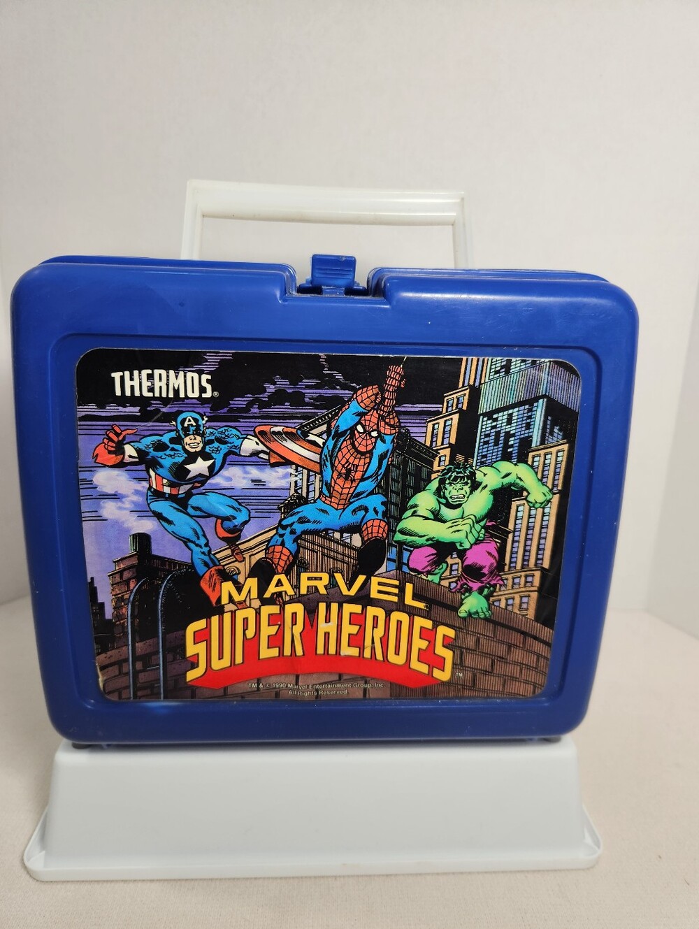 Thermos Marvel Super Heroes Blue Plastic Lunchbox w/ Spider-Man Thermos